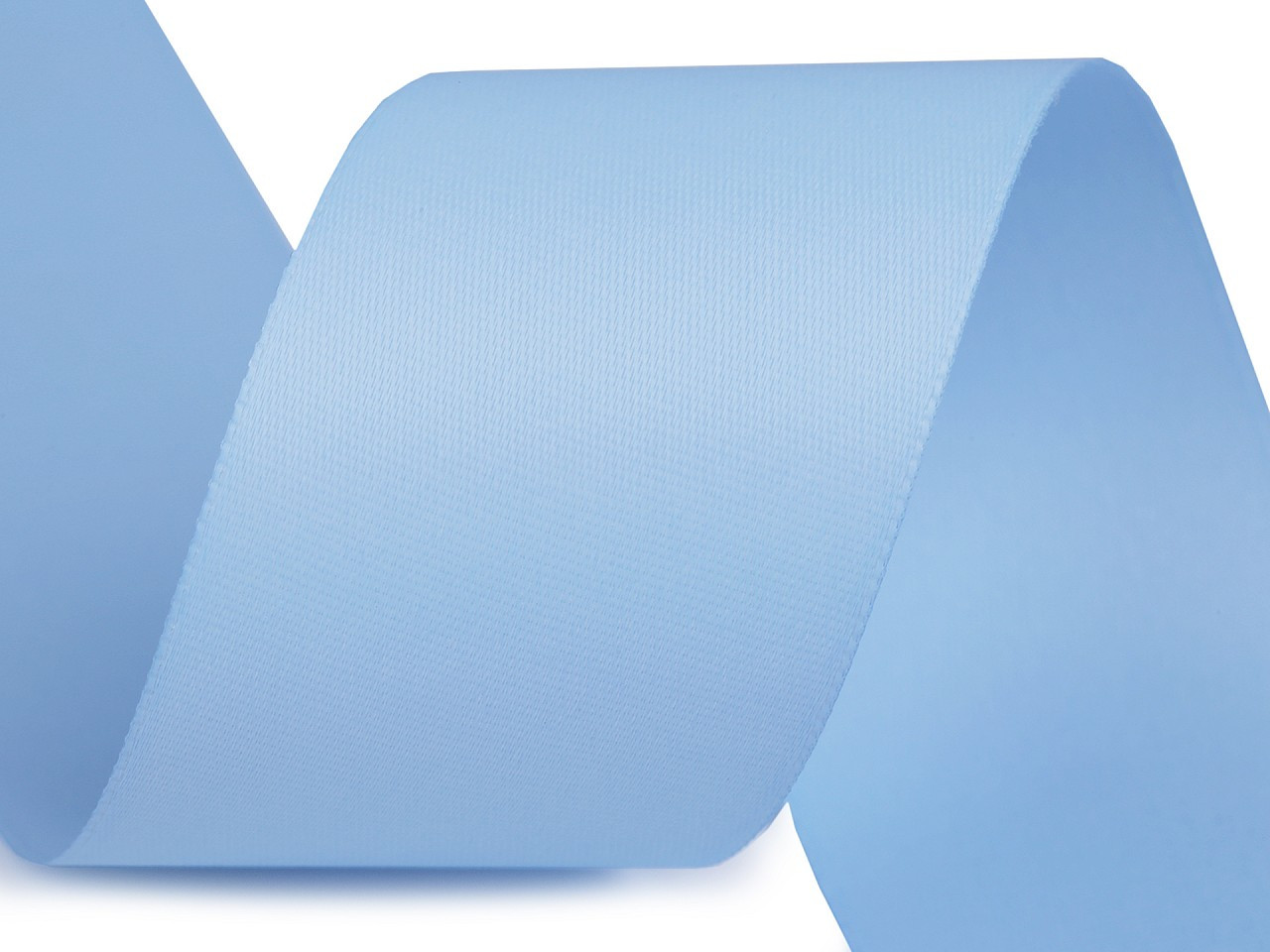 Atlasová hedvábná stuha oboulící šíře 40 mm matná, barva 440 modrá světlá