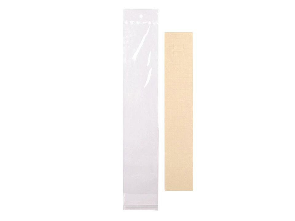 Karta na bižuterii s visačkou a sáčkem 40x220 mm, barva 1 béžová sv.