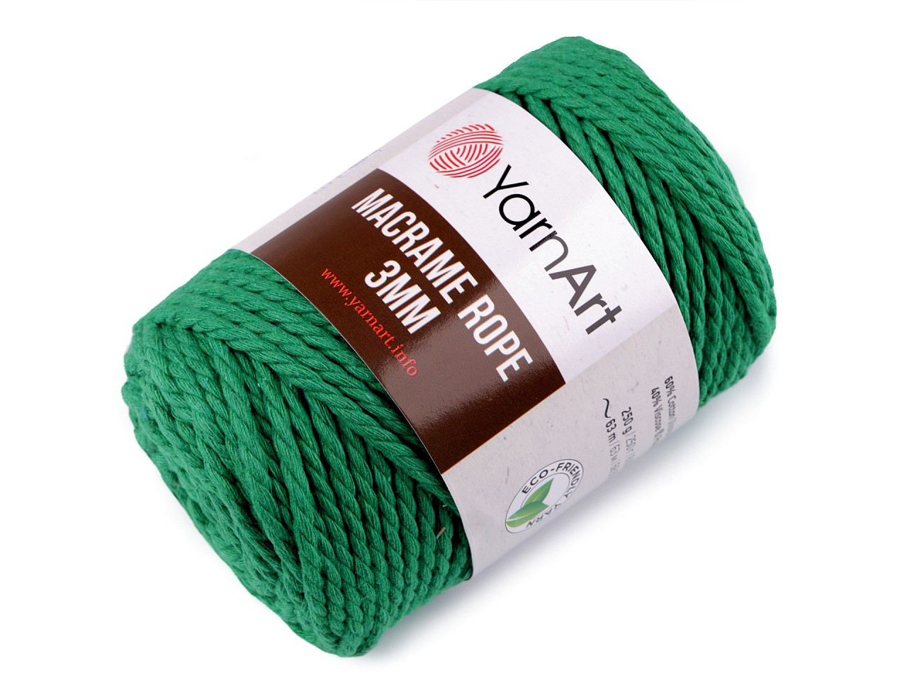 Pletací příze Macrame Rope 3 mm 250 g, barva 17 (759) zelená