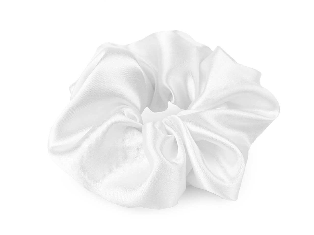 Saténová scrunchie gumička do vlasů, barva 01 bílá