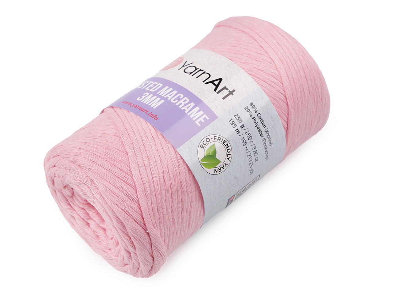 Pletací příze Twisted Macrame 250 g, barva 4 (762) růžová sv.