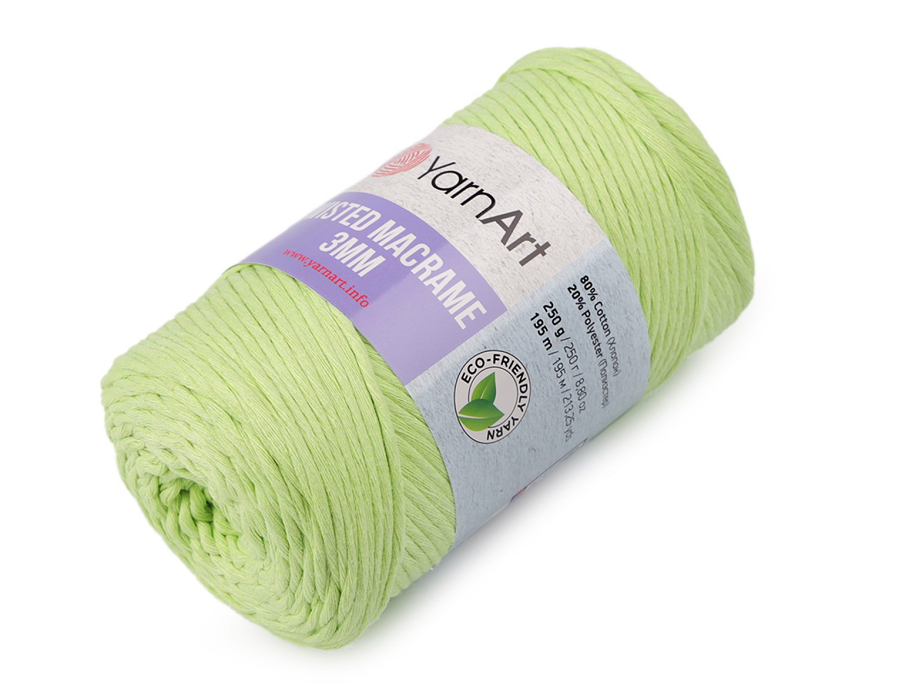 Pletací příze Twisted Macrame 250 g, barva 7 (755) zelená sv.