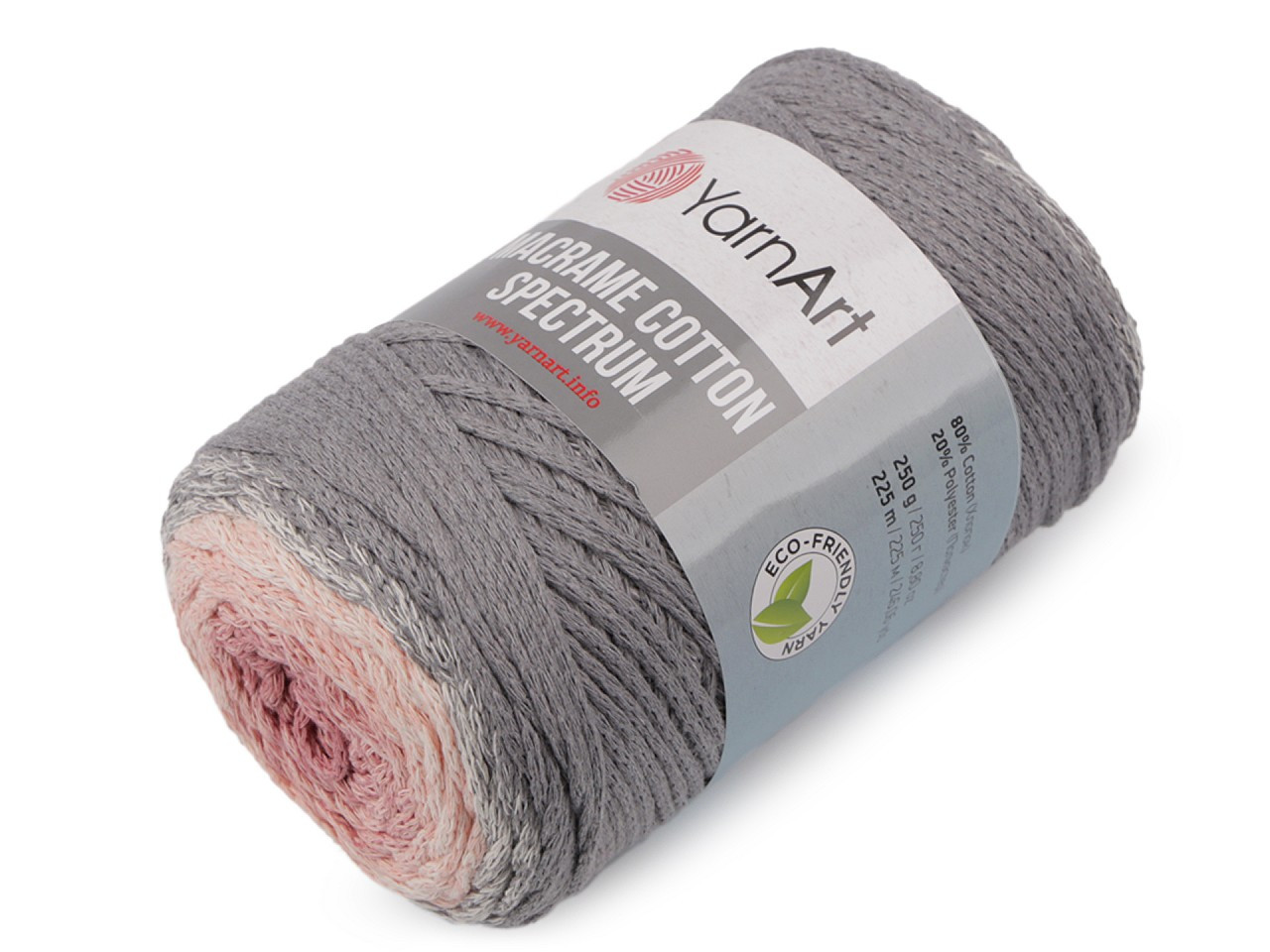 Pletací příze Macrame Cotton Spectrum 250 g, barva 6 (1306) šedá pudrová