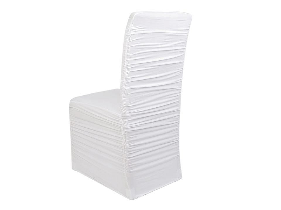 Elastický návlek na židle řasený, barva 1 bílá