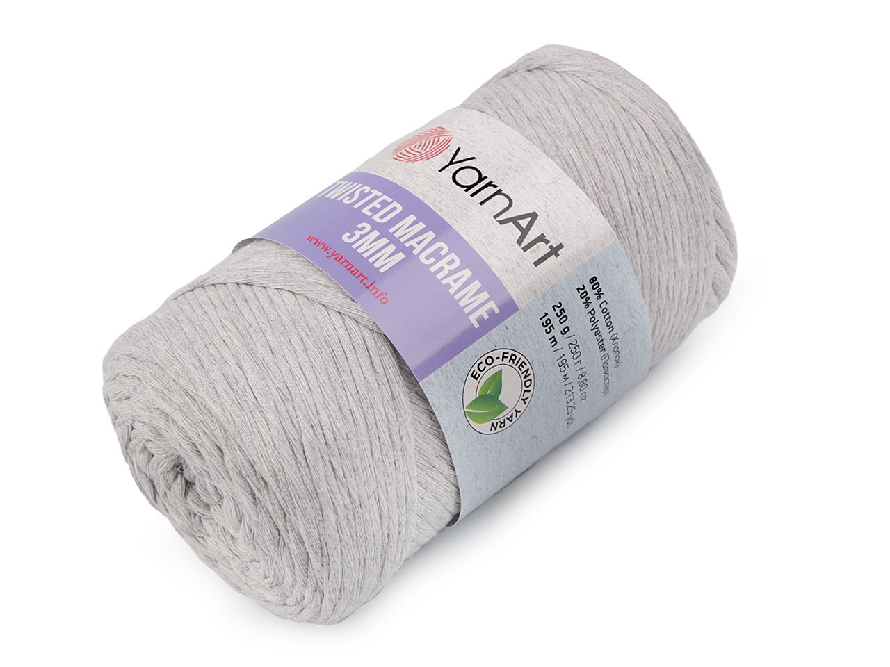 Pletací příze Twisted Macrame 250 g, barva 9 (756) šedá nejsvětlější