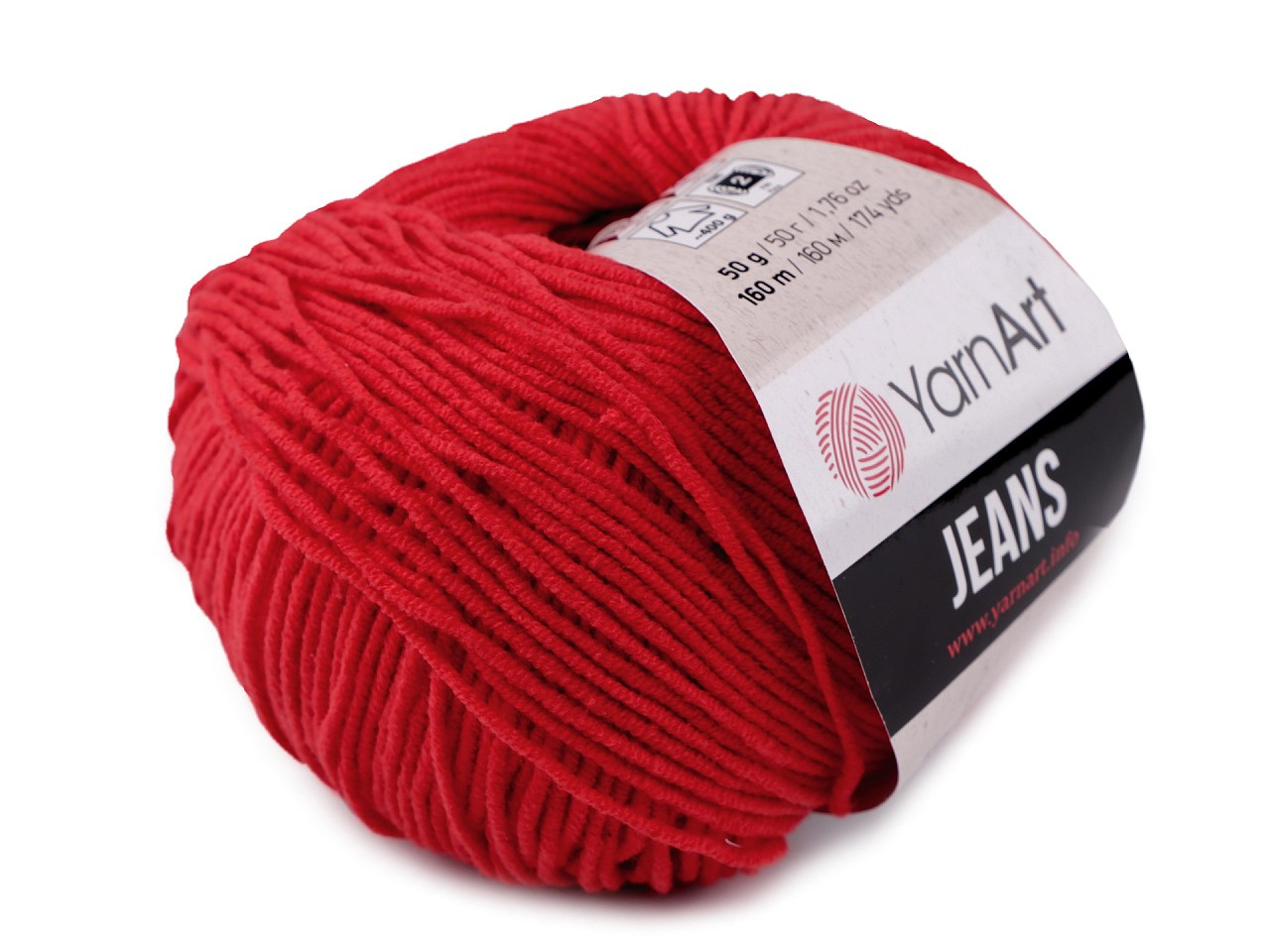 Pletací příze Gina / Jeans 50 g, barva 47 (90) červená šarlatová