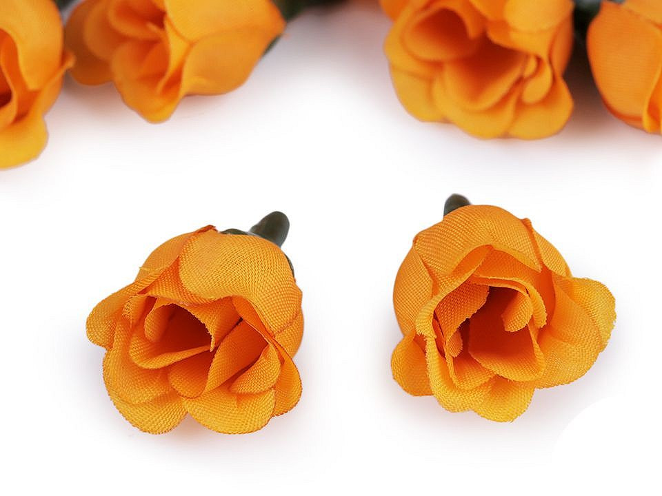 Umělý květ růže Ø2,5 cm, barva 12 oranžová