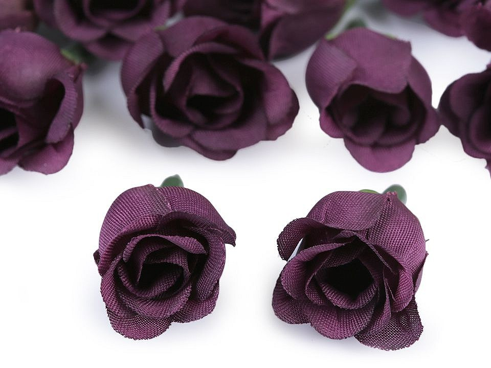 Umělý květ růže Ø2,5 cm, barva 8 fialová tmavá