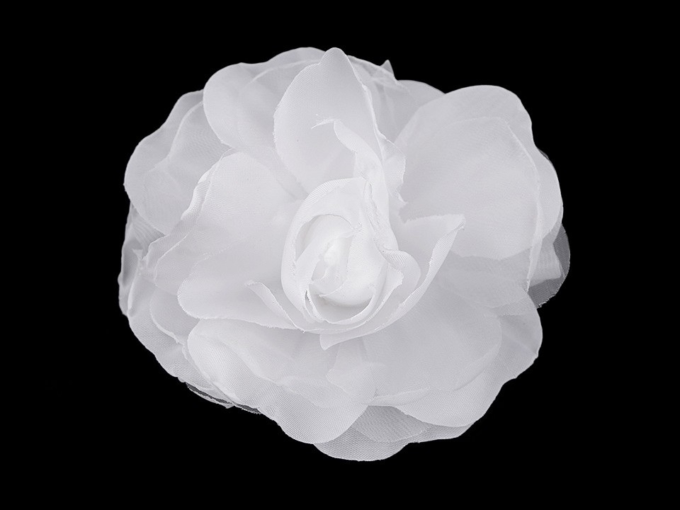 Brož / ozdoba růže Ø10 cm, barva 1 bílá