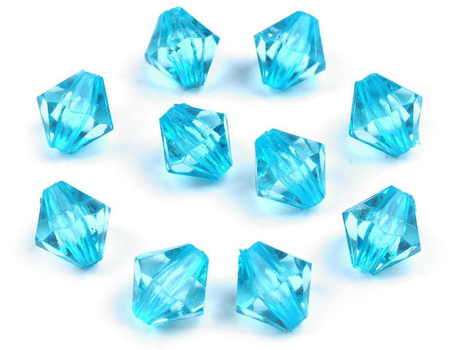Plastové korálky cínovky / sluníčko 8x8 mm, barva 13 - 40 modrá azurová