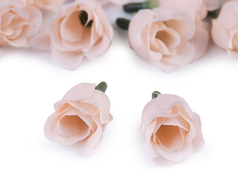 Umělý květ růže Ø2,5 cm, barva 2 růžová lasturová