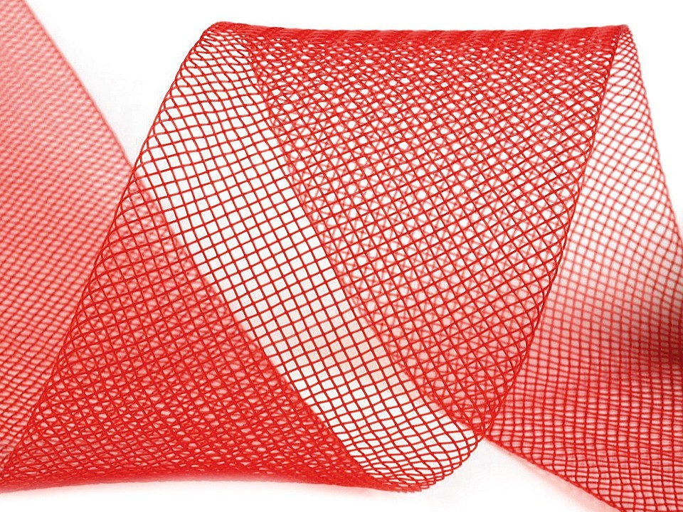Modistická krinolína na vyztužení šatů a výrobu fascinátorů šíře 5 cm, barva 5 (CC07) červená