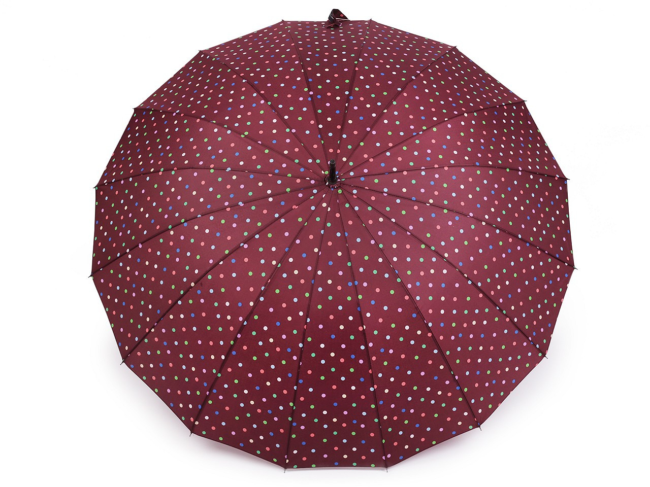 Velký rodinný deštník s puntíky, barva 1 vínová
