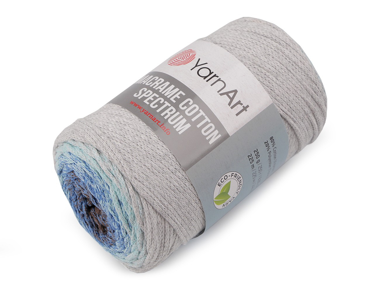 Pletací příze Macrame Cotton Spectrum 250 g, barva 5 (1304) šedá nejsvětlější modrá