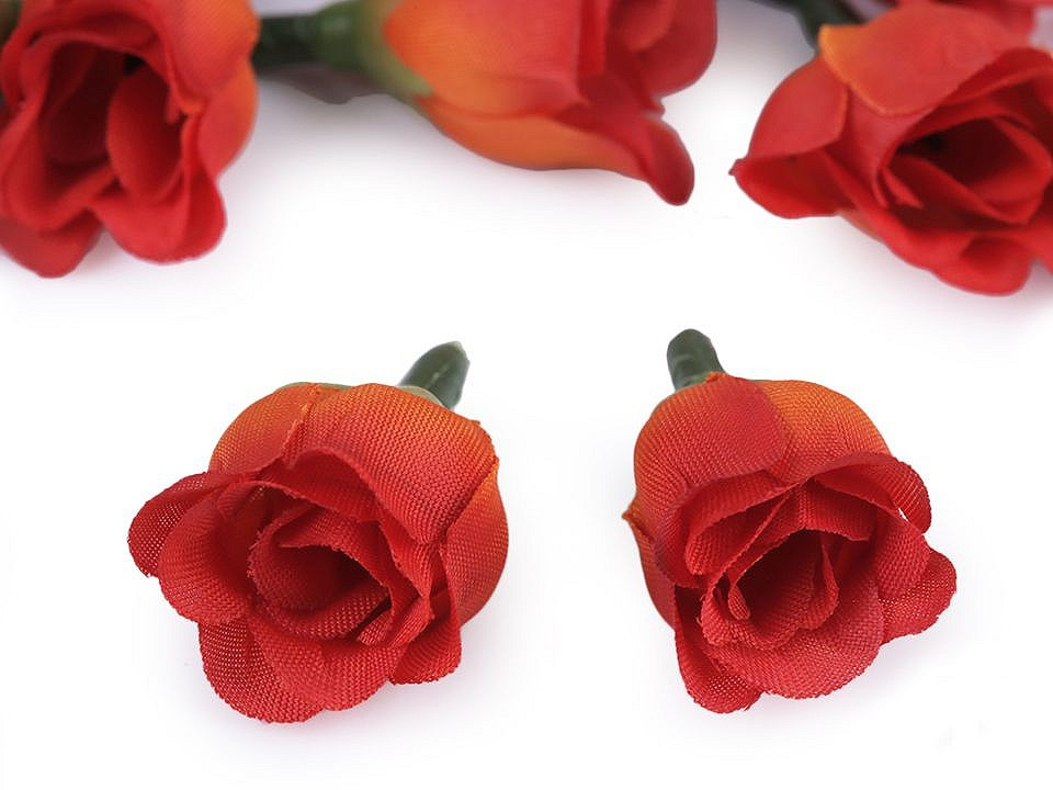 Umělý květ růže Ø2,5 cm, barva 10 červená