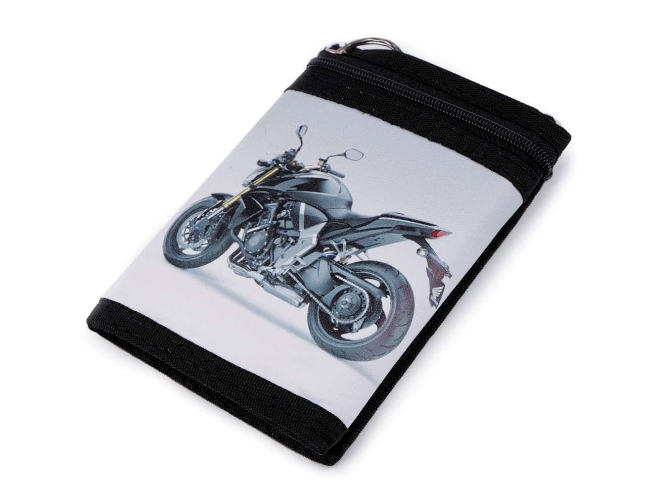 Textilní peněženka s řetízkem, barva 9 šedá nejsvětlejší motorka