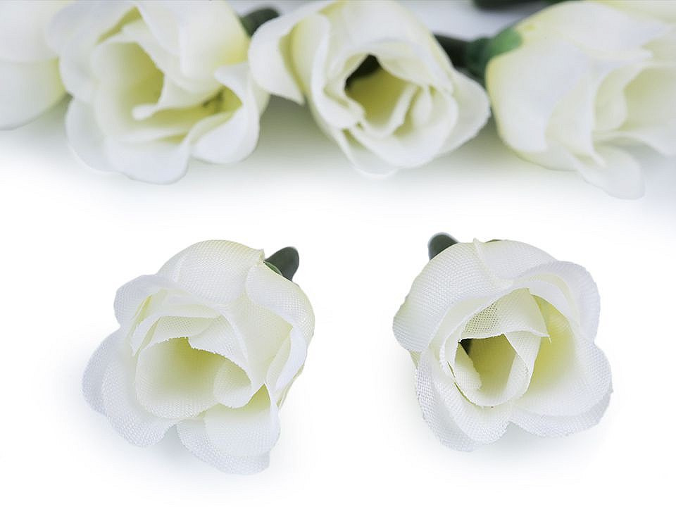 Umělý květ růže Ø2,5 cm, barva 9 krémová nejsvět.