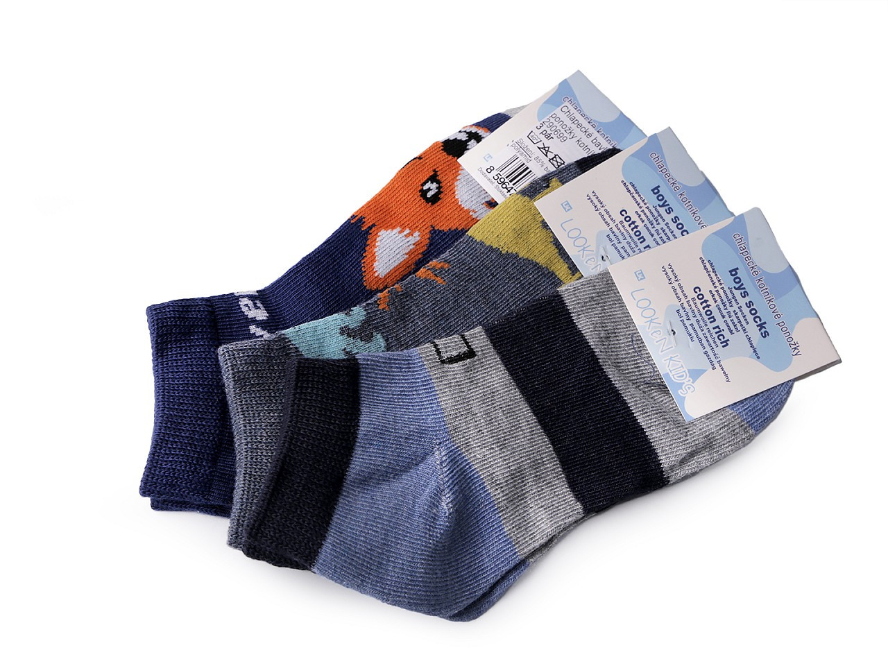 Chlapecké bavlněné ponožky kotníkové, barva 3 (vel. 32-35) mix
