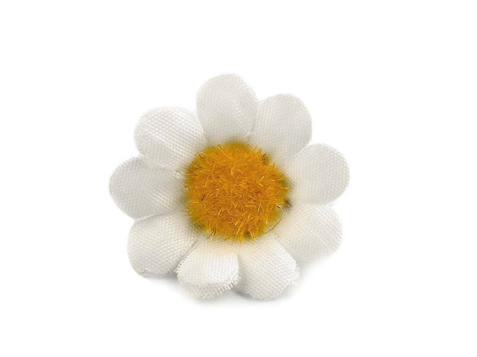Fotografie Umělý květ kopretina Ø3; Ø4 cm, barva 1 (Ø30 mm) bílá