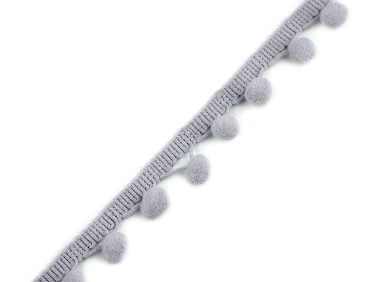 Prýmek šíře 20 mm s bambulkami Ø10 mm, barva 14 šedá