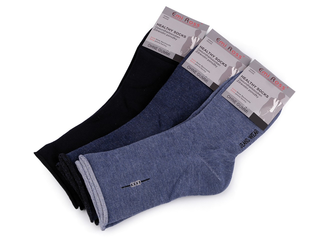 Pánské bavlněné ponožky se zdravotním lemem Emi Ross, barva 2 (vel. 43-46) mix
