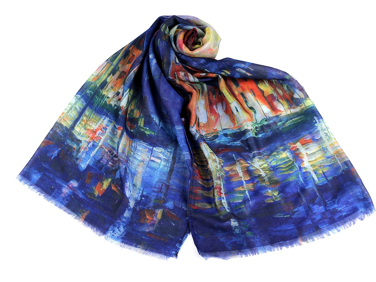 Šátek / šála viskózová 70x170 cm, barva 8 multikolor modrá