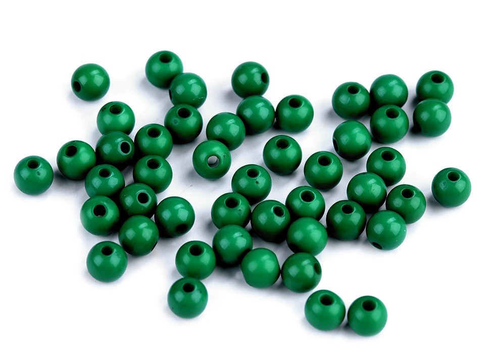 Plastové korálky Color Ø6 mm, barva 8 (S033) zelená jedle