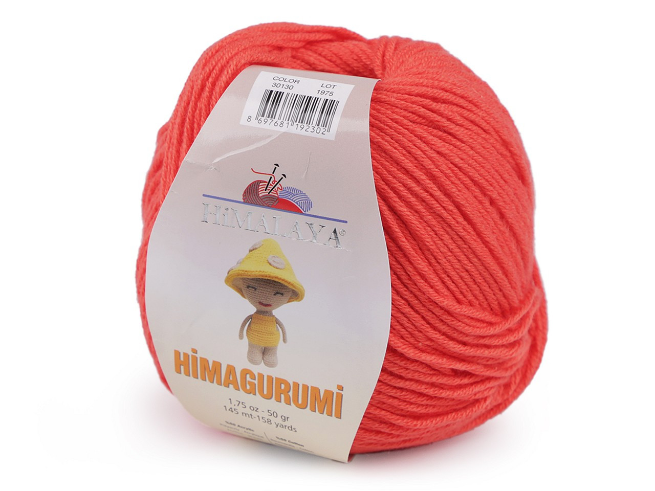 Pletací příze Himagurumi 50 g, barva 13 (30130) korálová