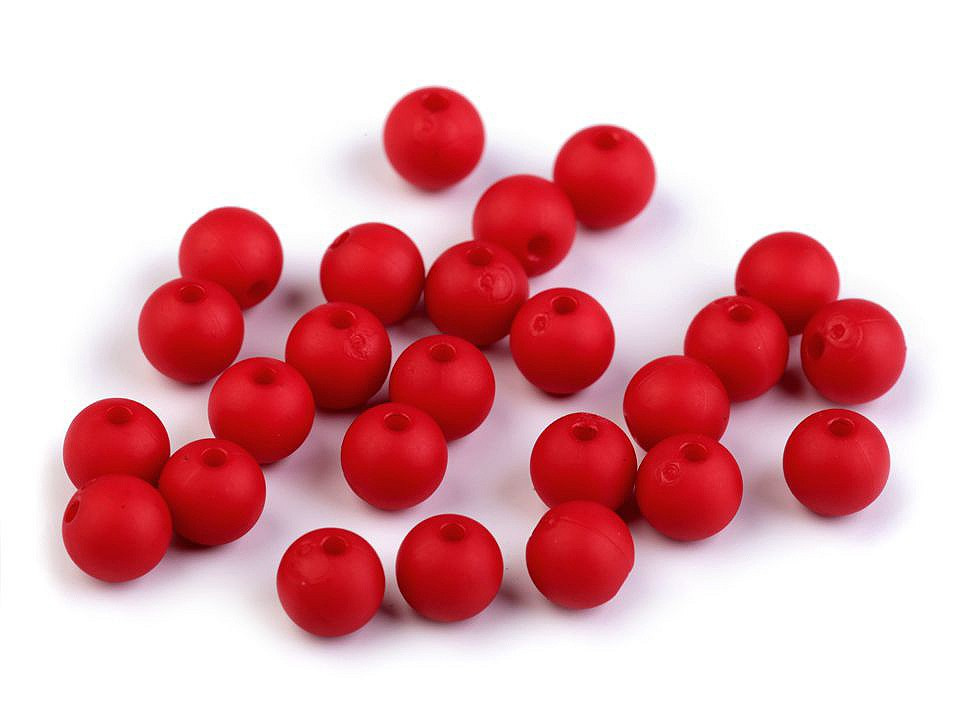 Plastové korálky matné Ø8 mm, barva 5 (39) červená