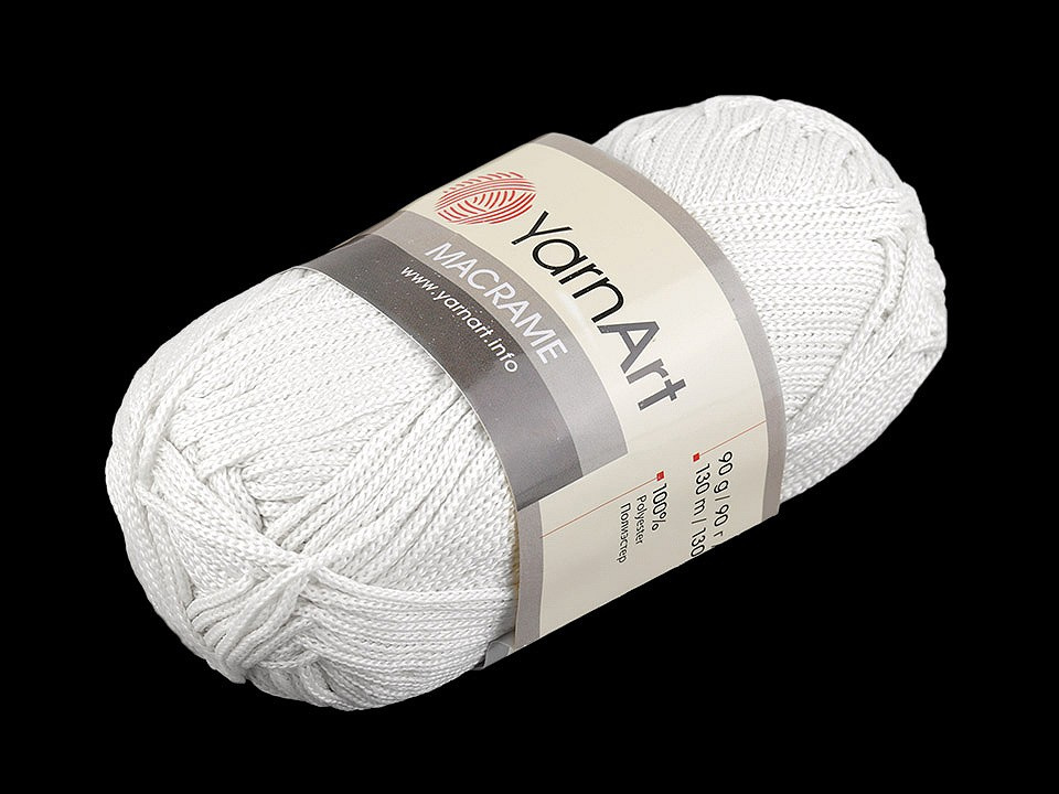 Pletací příze Macrame 90 g, barva 1 (154) bílá