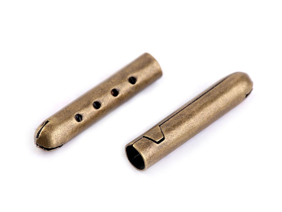 Kovová koncovka na šňůru 4,5x22 mm, barva 2 staromosaz