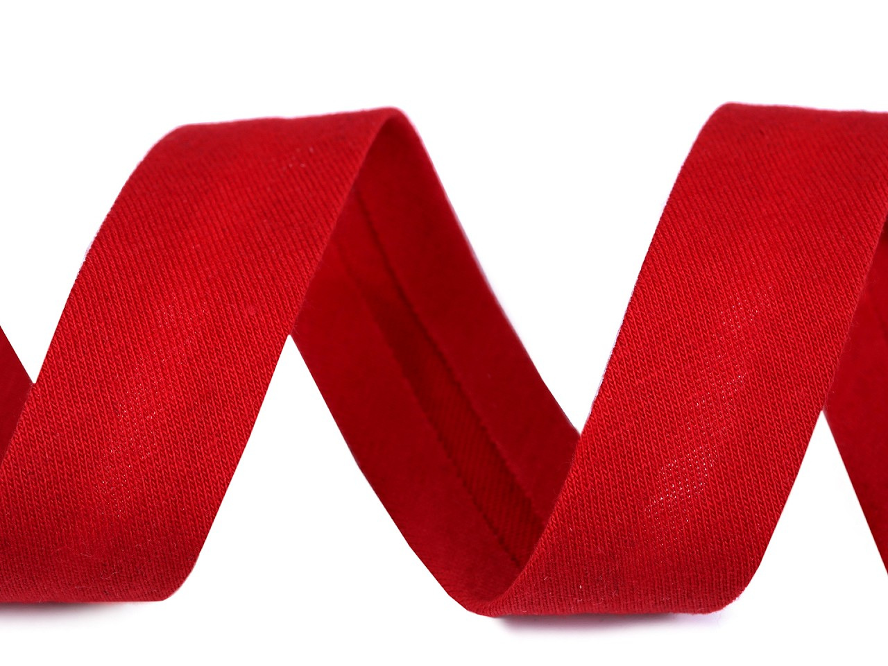 Šikmý proužek bavlněný elastický šíře 20 mm zažehlený, barva 2/ 12 červená