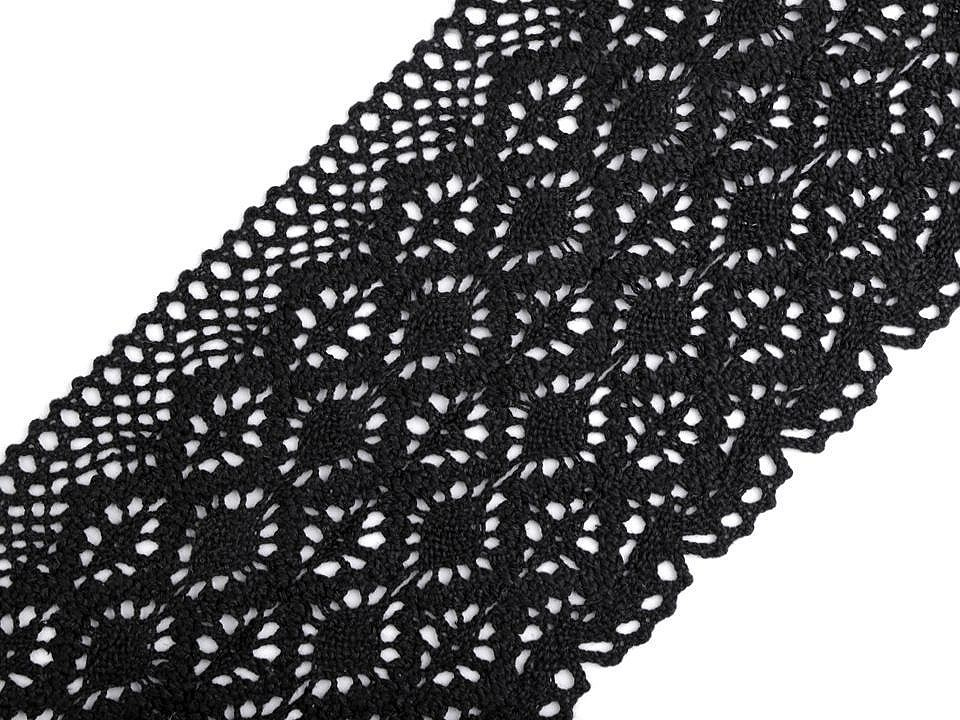 Bavlněná krajka paličkovaná šíře 14 cm, barva 3 černá