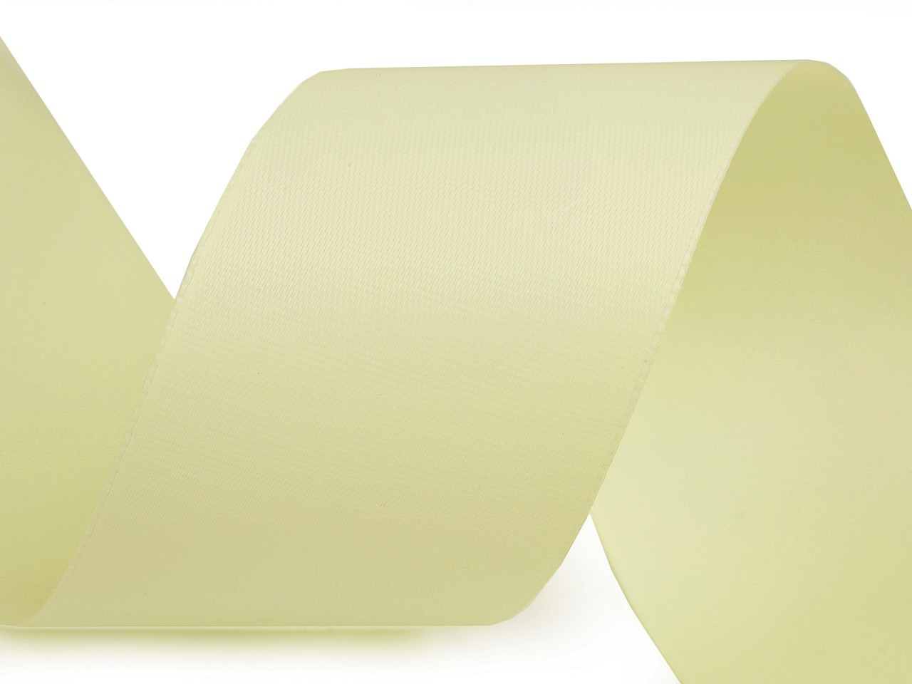 Atlasová hedvábná stuha oboulící šíře 40 mm matná, barva 205 žlutozelená