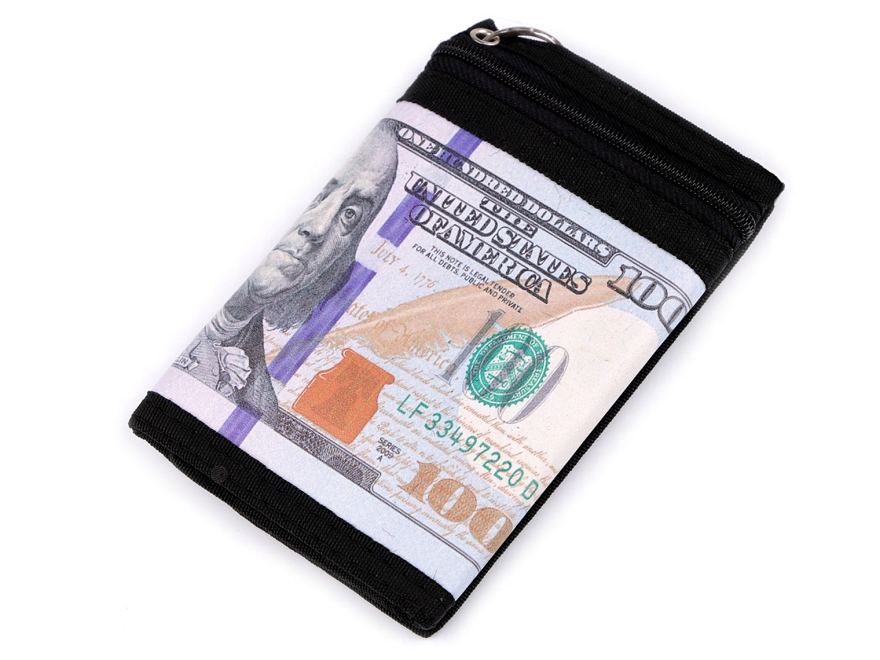 Textilní peněženka s řetízkem, barva 28 černá bankovky