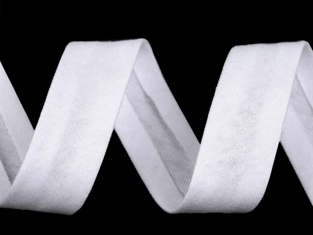 Šikmý proužek bavlněný elastický šíře 20 mm zažehlený, barva 1/ 1 bílá