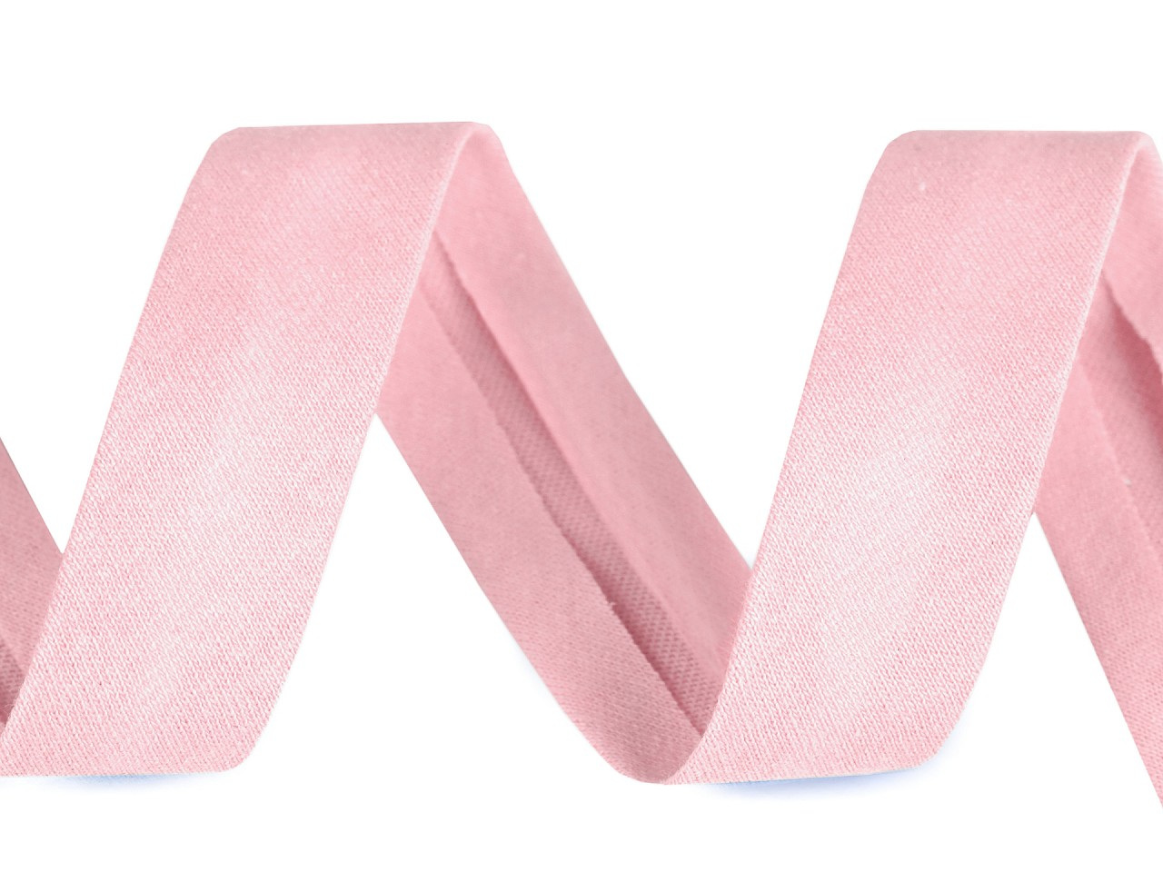 Šikmý proužek bavlněný elastický šíře 20 mm zažehlený, barva 7/ 7 růžová sv.