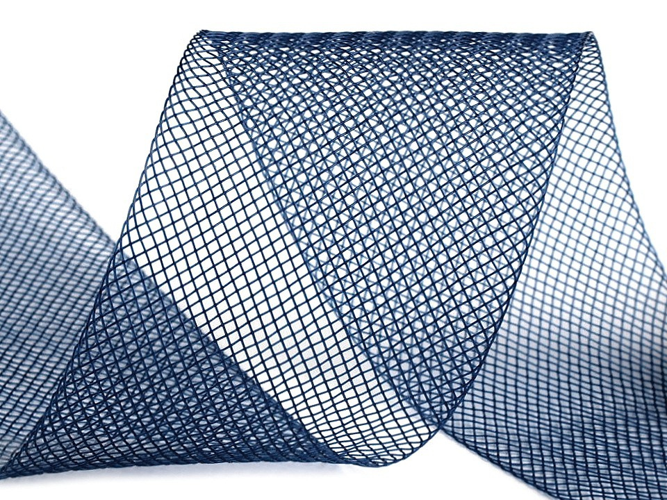 Modistická krinolína na vyztužení šatů a výrobu fascinátorů šíře 5 cm, barva 6 (CC19) modrá delta
