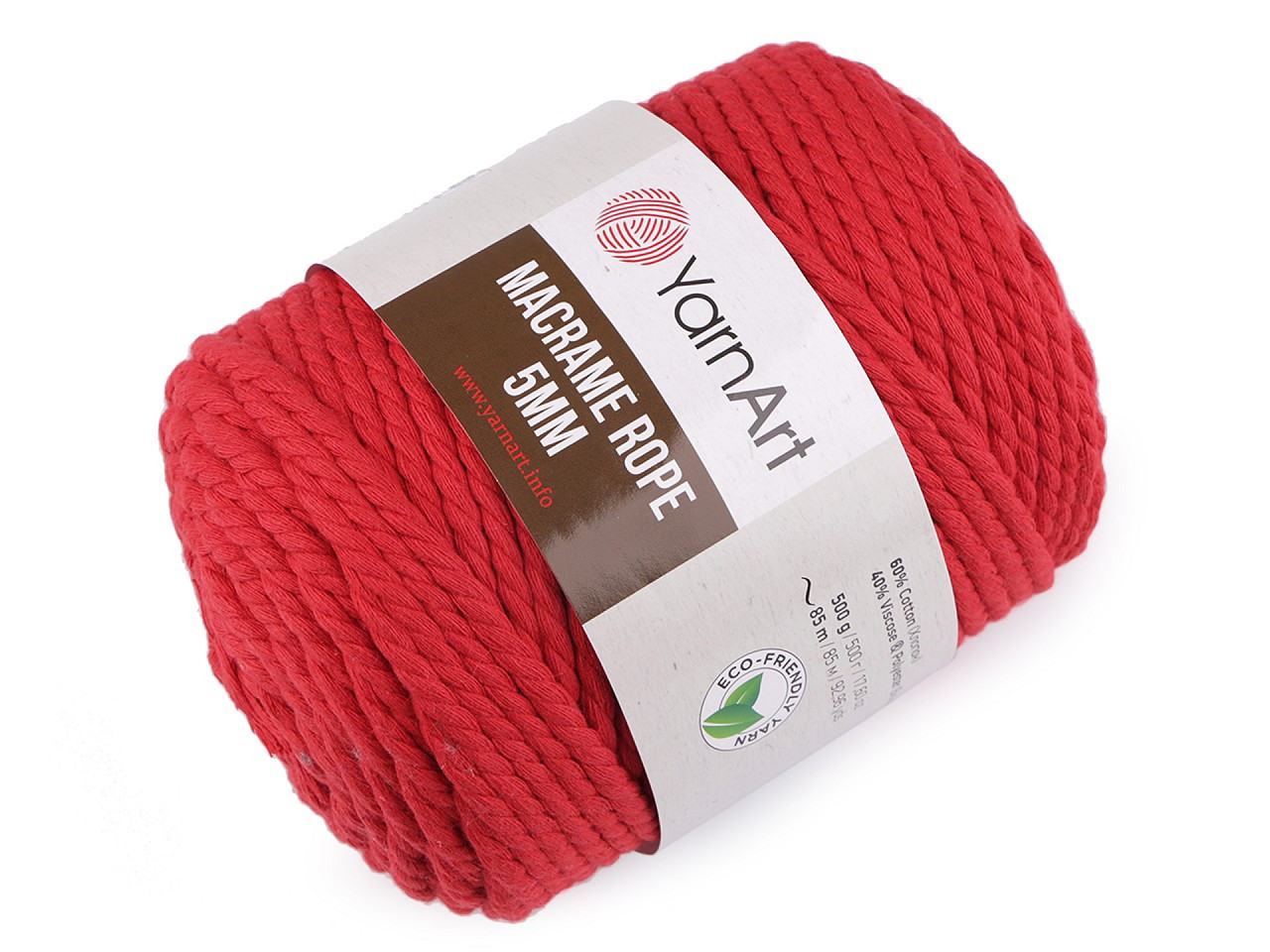 Pletací příze Macrame Rope 5 mm 500 g, barva 10 (773) červená