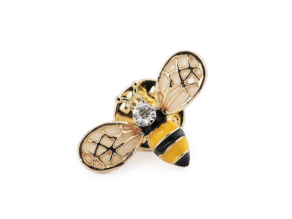 Brož / odznak pes, včela, barva 2 zlatá včelka