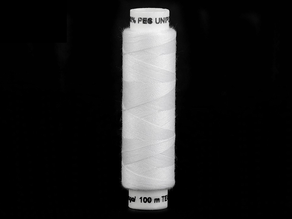 Polyesterové nitě Unipoly návin 100 m, barva 001 bílá