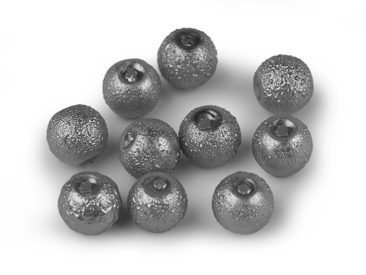 Skleněné voskové perly vroubkované Ø8 mm, barva 20 šedá hematit