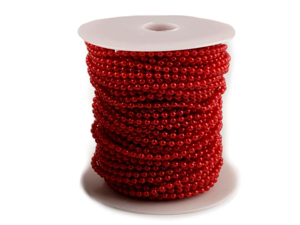Perlový řetěz Ø3 mm, barva 2 červená sv.