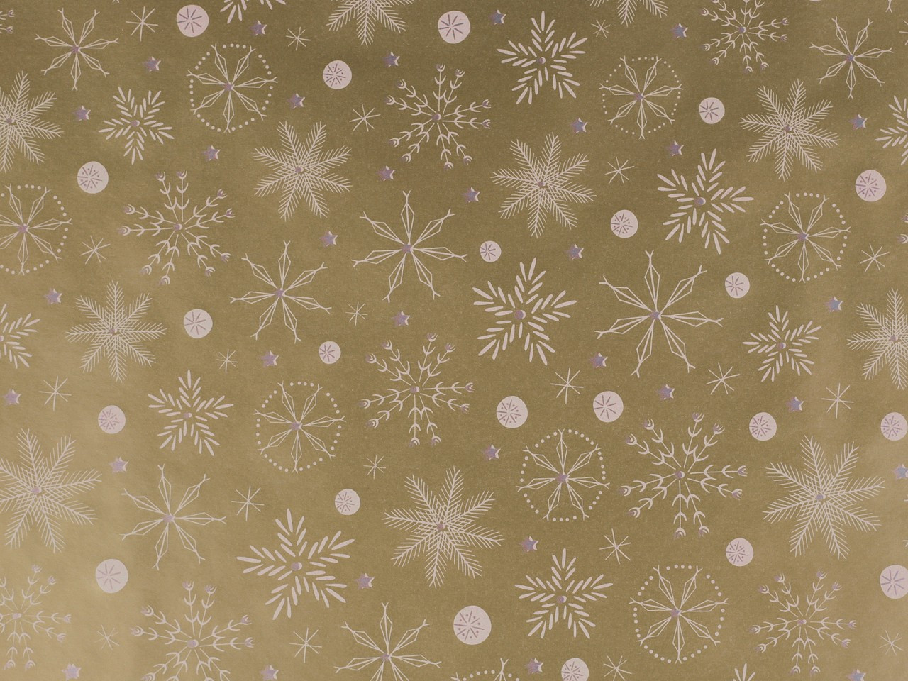 Balicí papír vánoční 0,7x2 m, barva 2 zlatá sv. vločka
