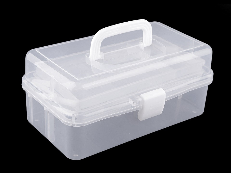 Plastový box / kufřík 20x33x15 cm rozkládací, barva 1 transparent