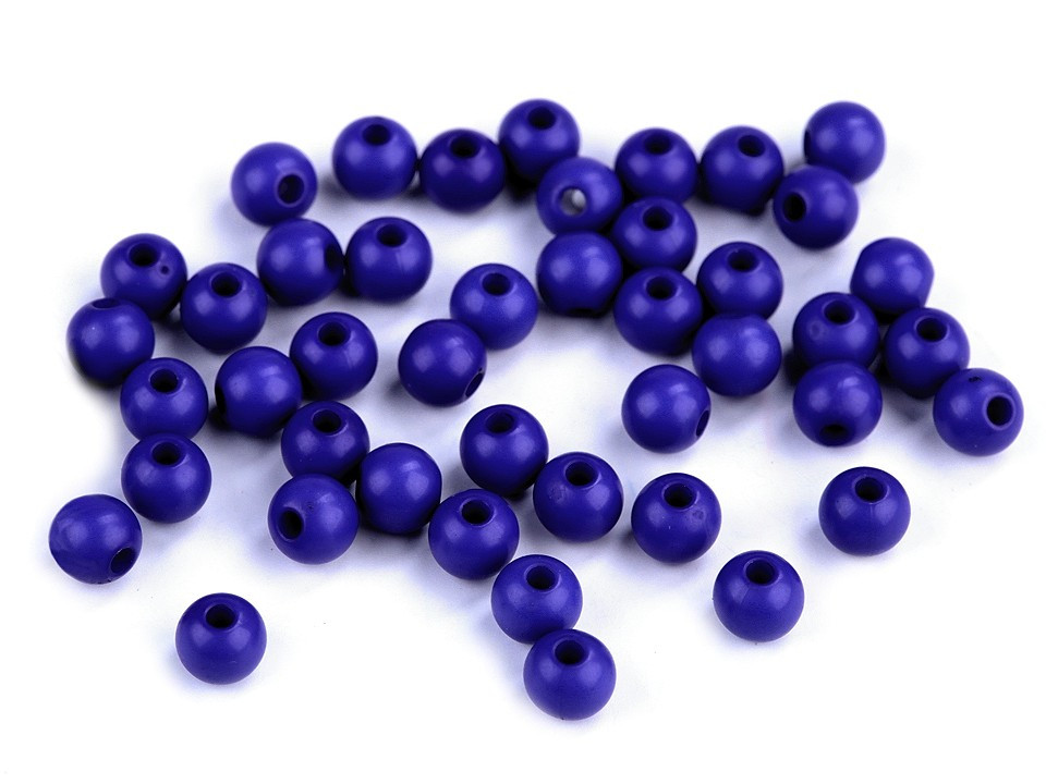 Plastové korálky Color Ø6 mm, barva 10 (S014) modrá královská
