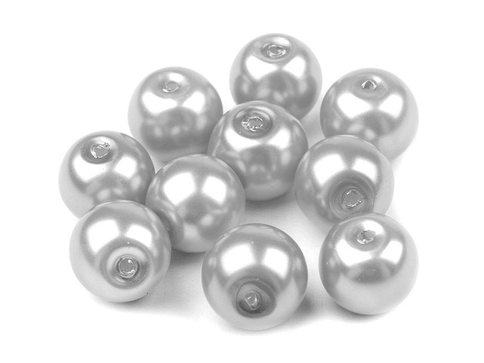 Skleněné voskové perly Ø8 mm, barva 18B stříbrná světlá