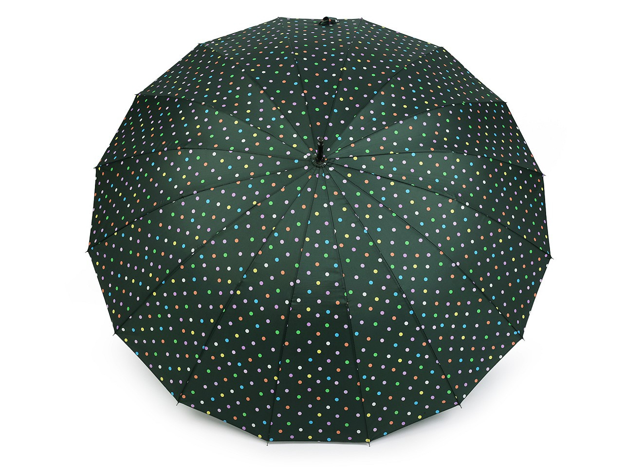 Velký rodinný deštník s puntíky, barva 3 zelená tm.