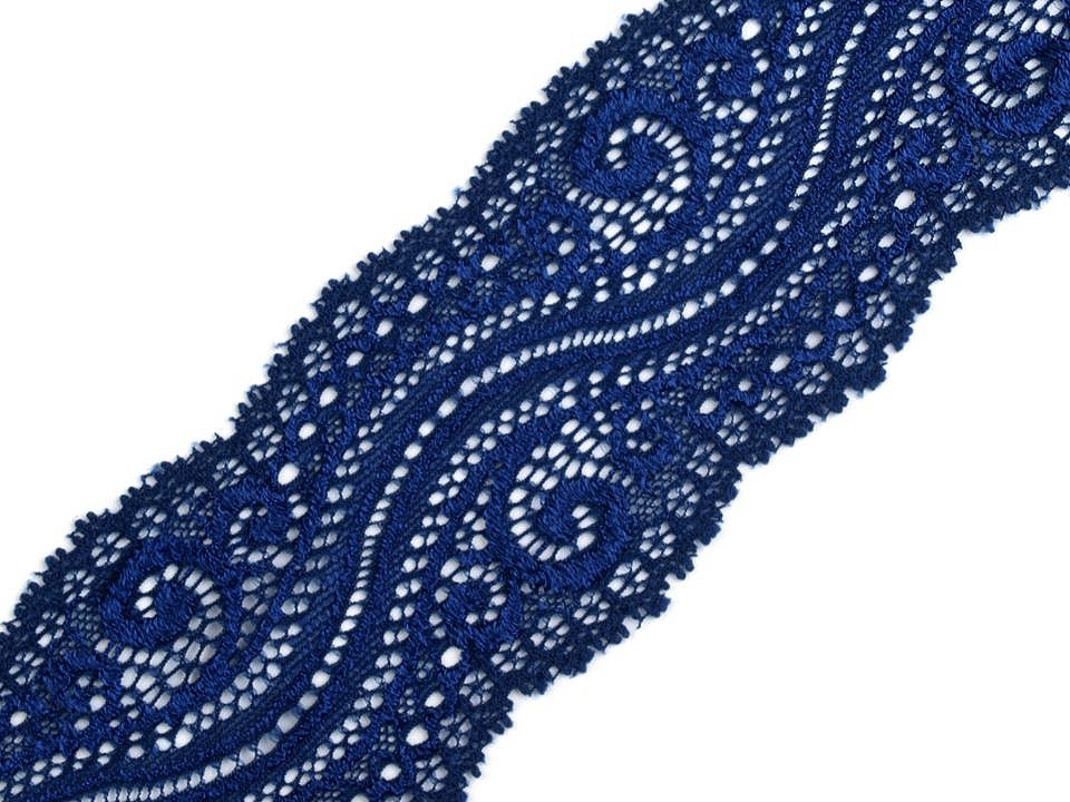 Elastická krajka / vsadka šíře 65 mm, barva 4 modrá berlínská