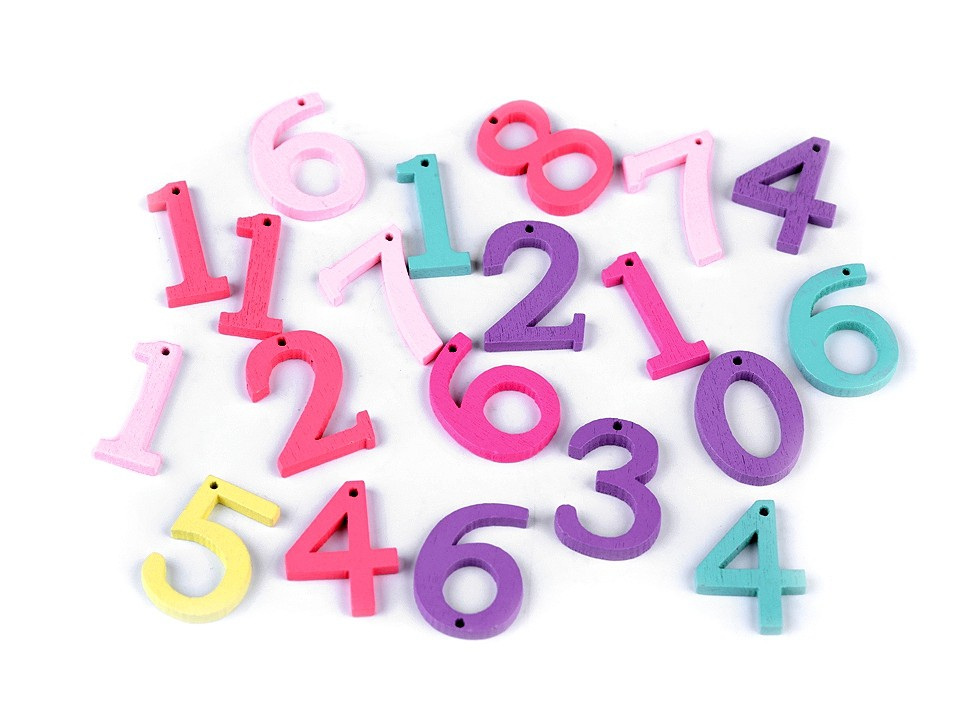 Dřevěná písmena abecedy, čísla, barva mix č. 1 čísla